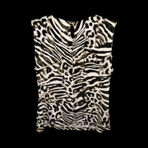 Calvin Klein Black and White Animal Print Blouse Woman’s Size Large Fun Print